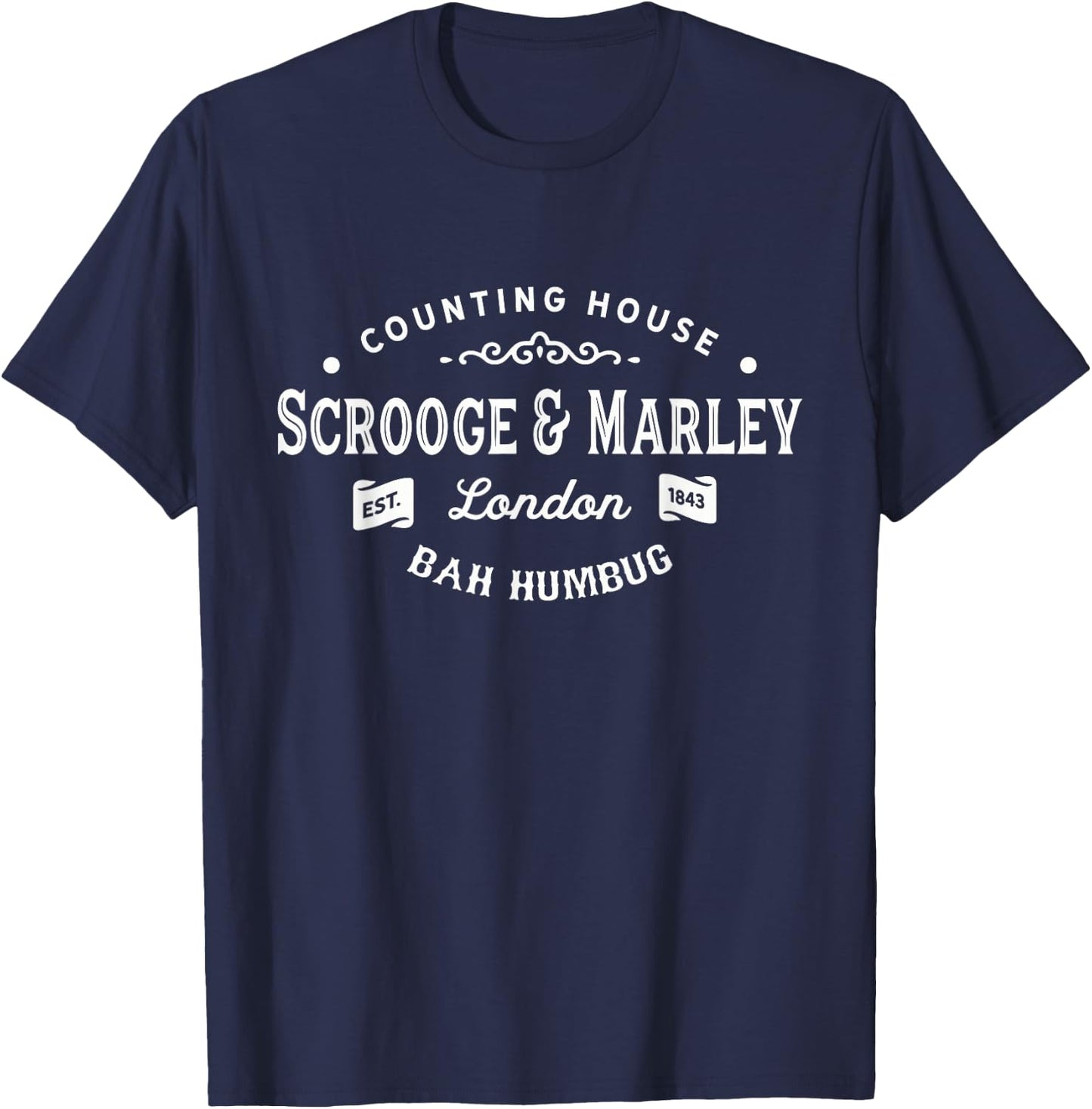 Scrooge and Marley Counting House Christmas Carol Bah Humbug T-Shirt - T-Shirt | Navy
