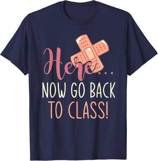 School Nurse Plaster Funny Nurse T-Shirt - T-Shirt | Navy