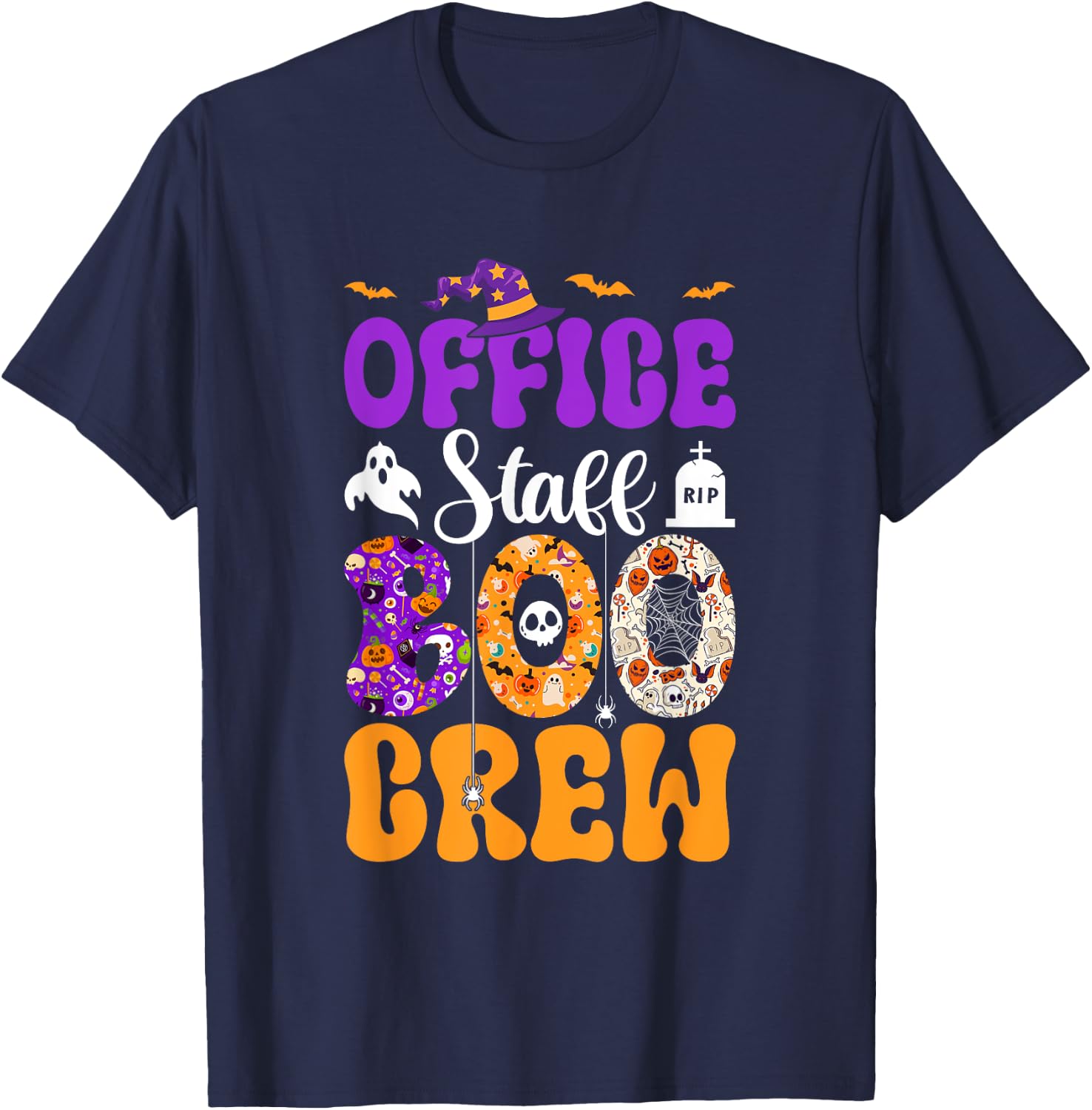Office Staff Boo Crew Matching Autumn Halloween Costume T-Shirt - T-Shirt | Navy