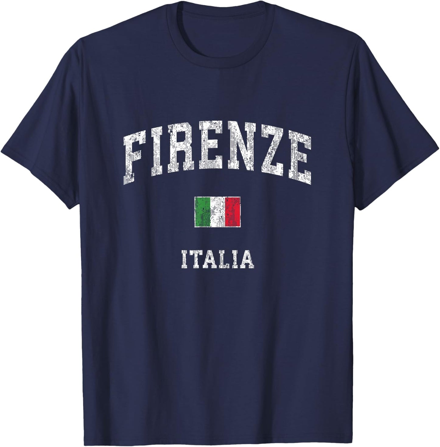 Firenze Italia Italy Vintage Athletic Sports Design T-Shirt - T-Shirt | Navy