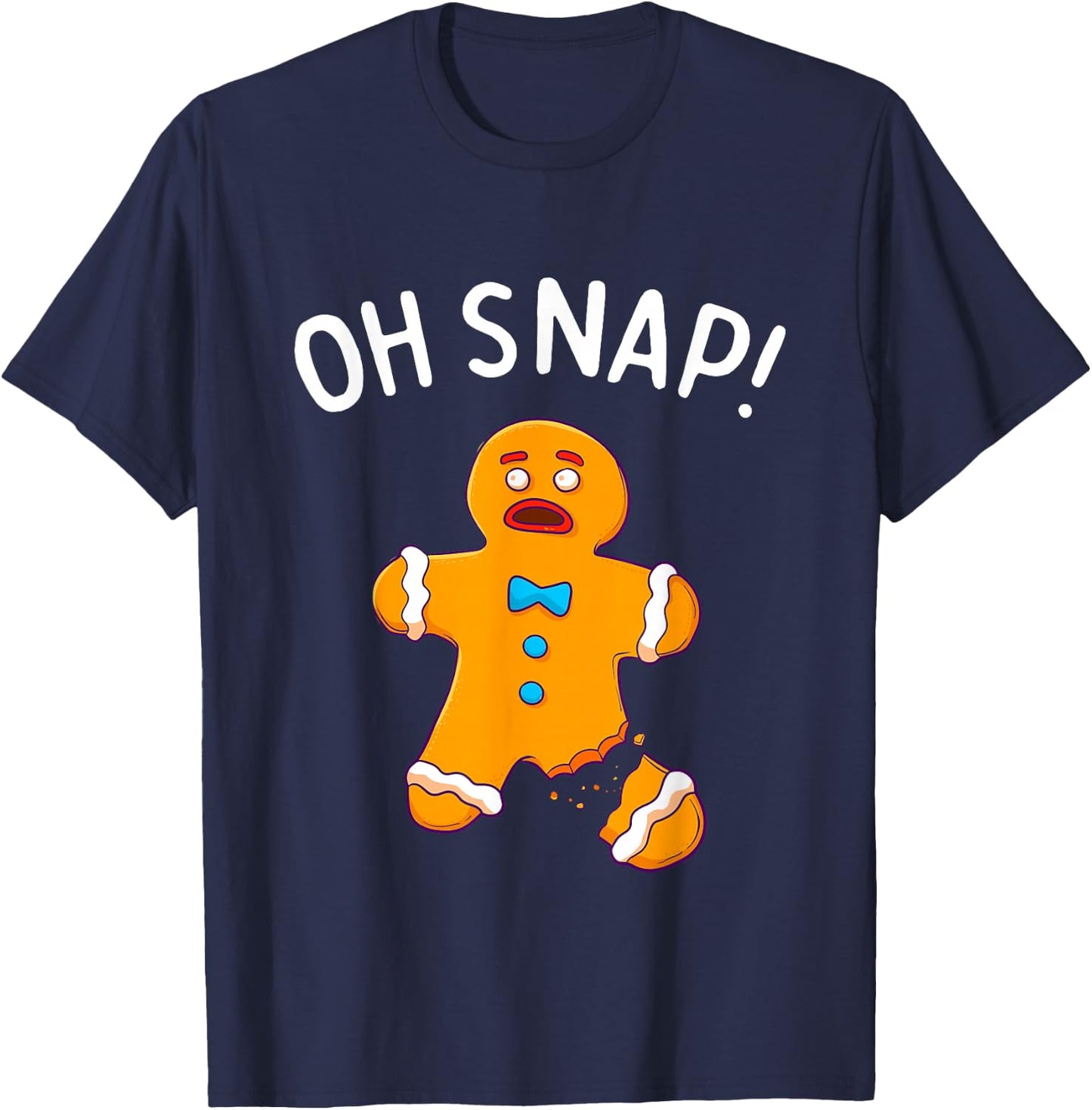 Gingerbread Man Oh Snap Christmas Funny Cookie Baking Gift Short Sleeve T-Shirt - T-Shirt | Navy