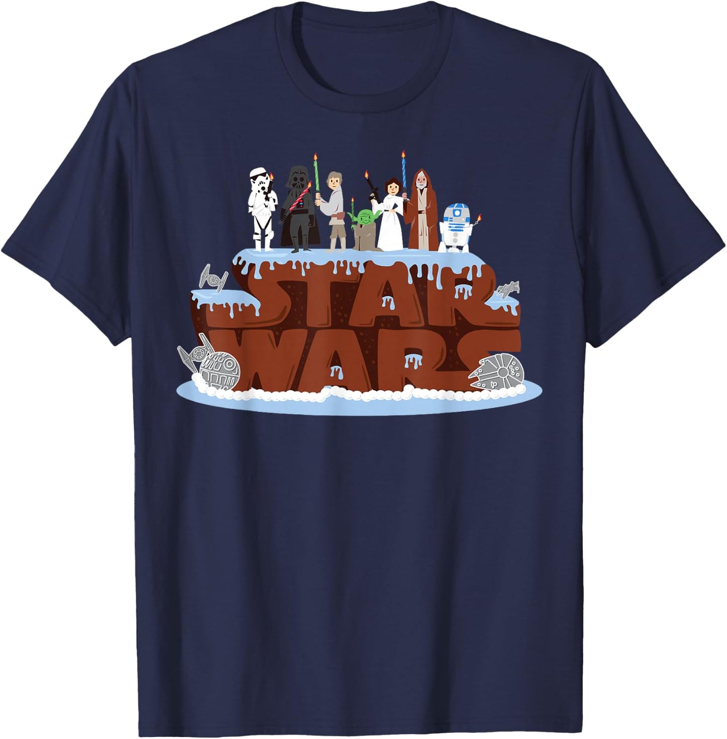 Star Wars Character Birthday Cake T-Shirt - T-Shirt | Navy