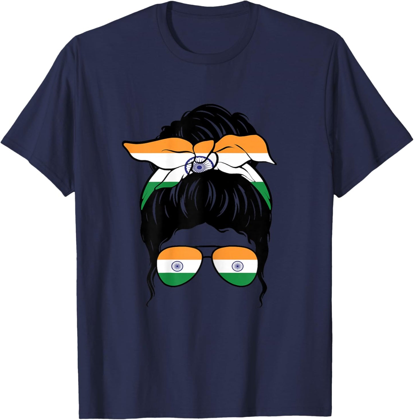 Indian Girl India Indian Flag Patriotic Proud Indian Girl T-Shirt - T-Shirt | Navy