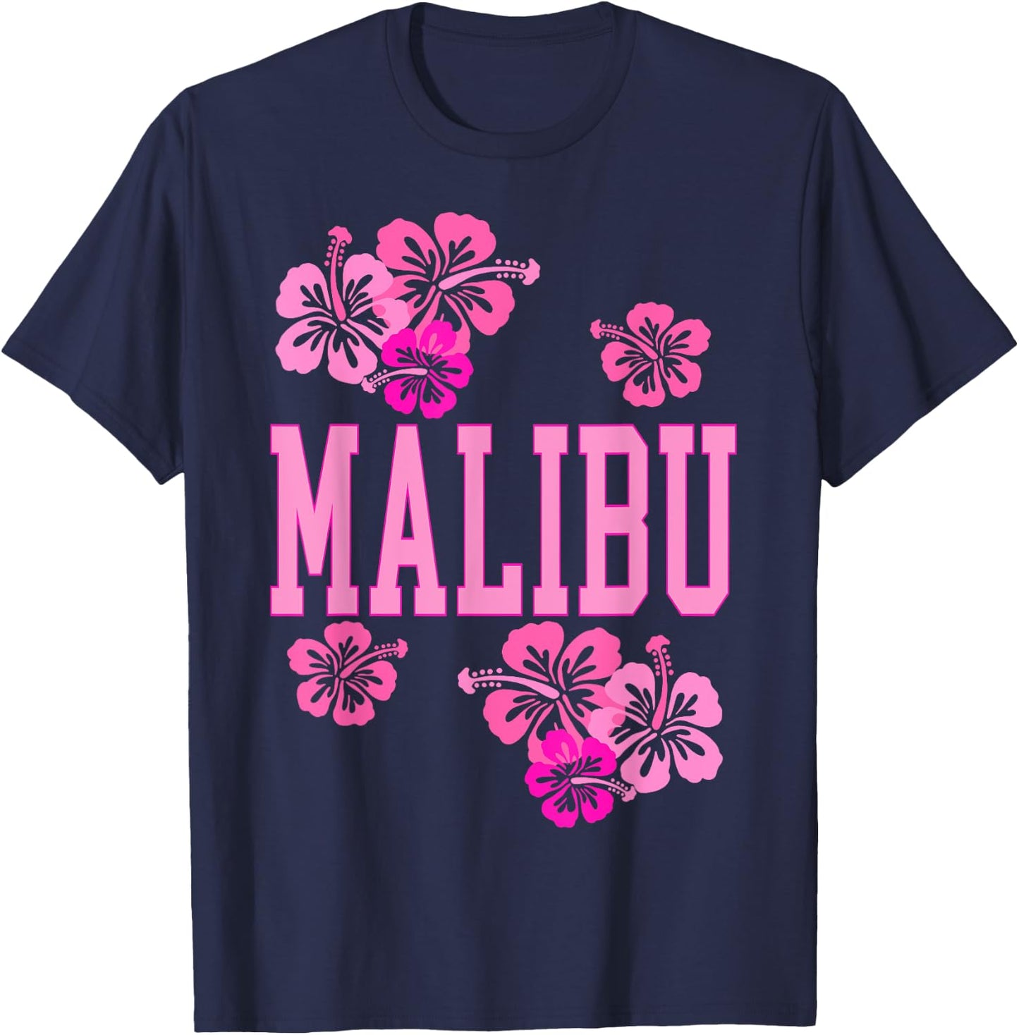 Preppy Varsity Pink Malibu California Teen Girls T-Shirt - T-Shirt | Navy