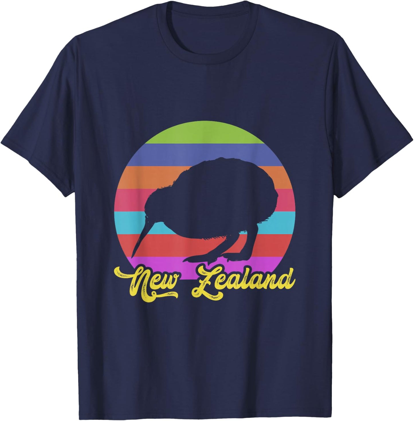 Cute Bird Lover colorful NZ Kiwi New Zealand T-Shirt - T-Shirt | Navy