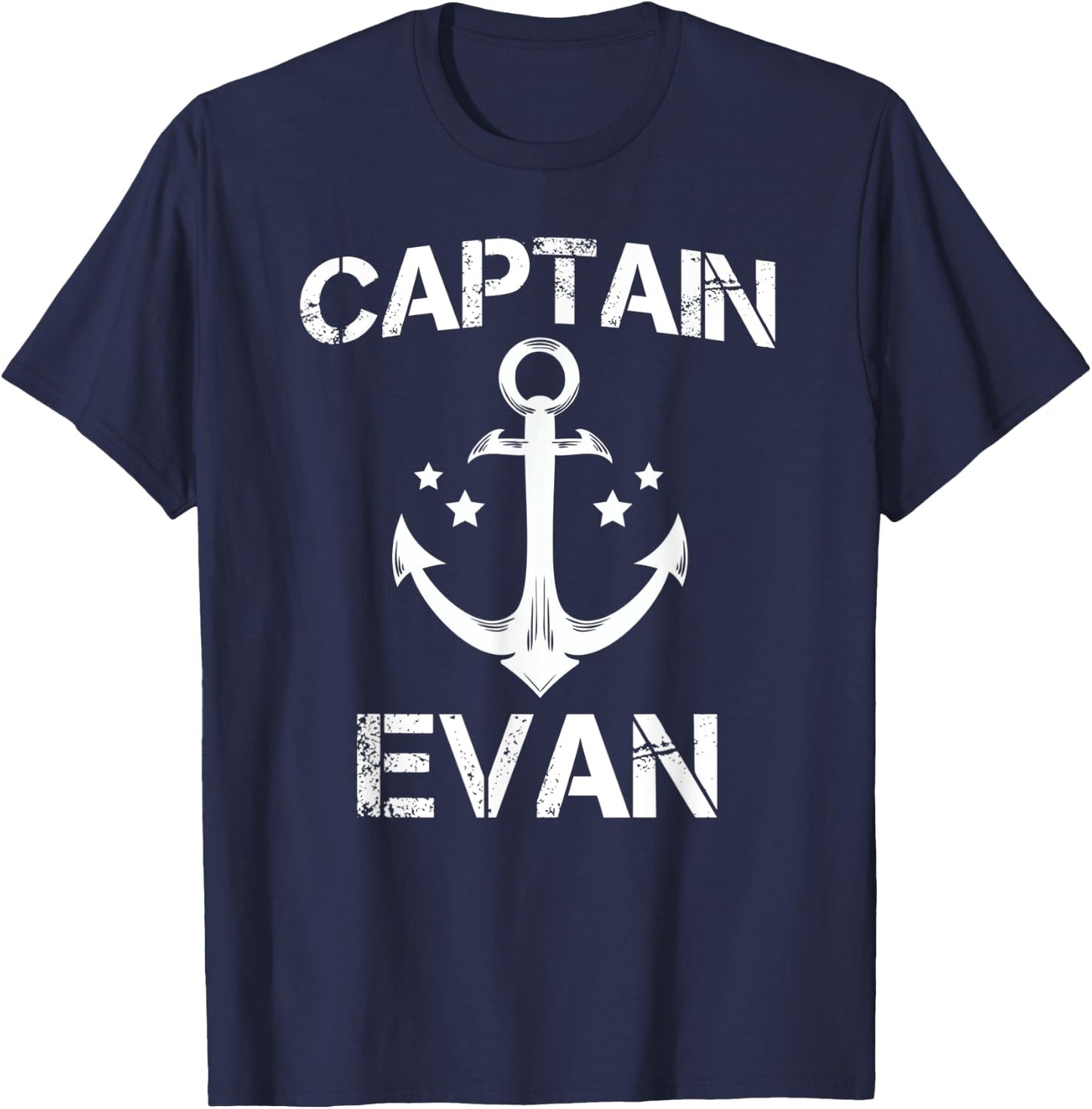 CAPTAIN EVAN Funny Birthday Personalized Name Boat Gift T-Shirt - T-Shirt | Navy