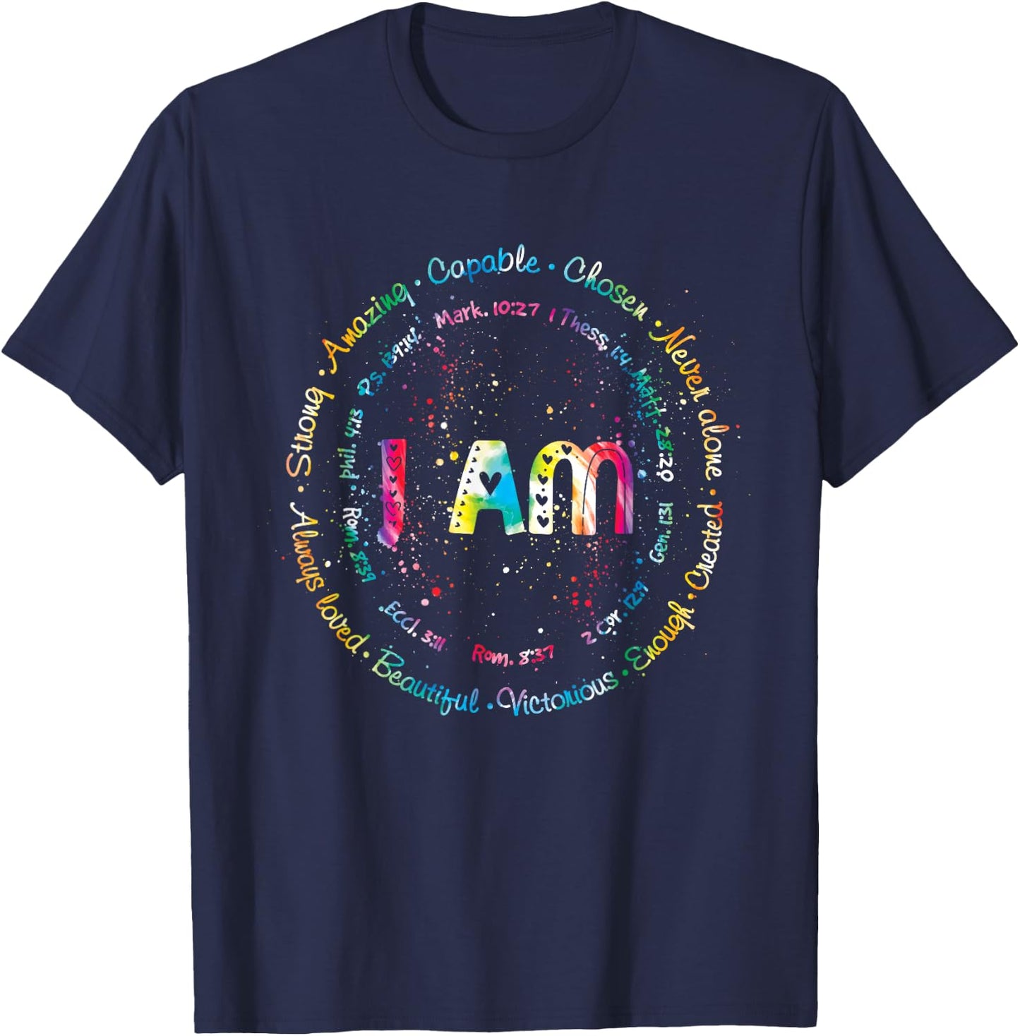 Tie Dye I Am Inspiration Bible Verse Christian Religious T-Shirt - T-Shirt | Navy