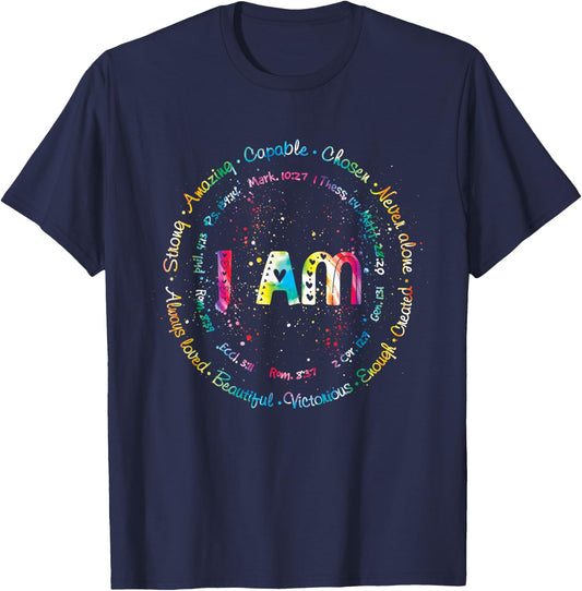 Tie Dye I Am Inspiration Bible Verse Christian Religious T-Shirt - T-Shirt | Navy