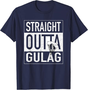 Straight Outta Gulag with Parachute for Gamers T-Shirt - T-Shirt | Navy