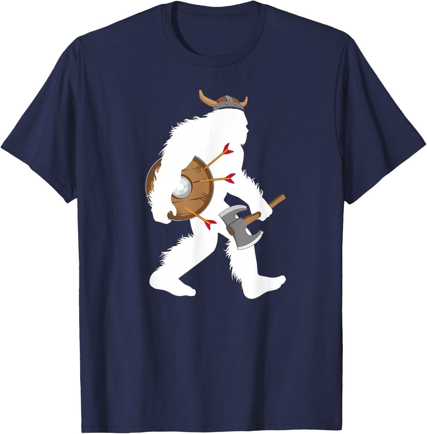 Bigfoot Viking Cryptid Norse Myth Sasquatch T-Shirt - T-Shirt | Navy