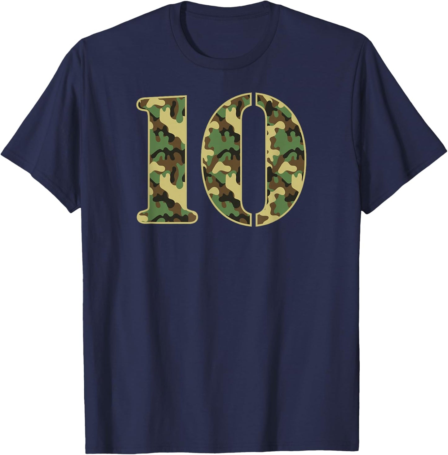 10th Birthday Gift Soldier 10 Year Old Military Themed Camo T-Shirt - T-Shirt | Navy