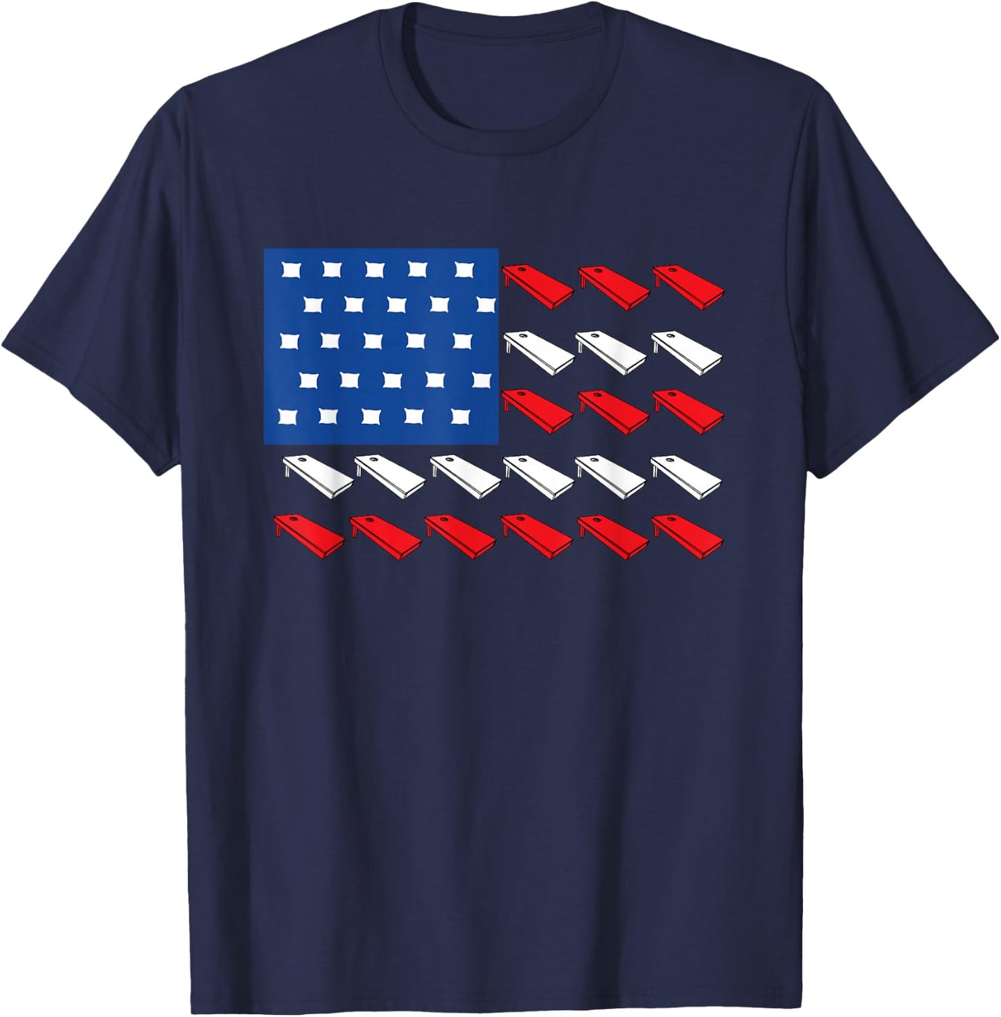 Cornhole American Flag For Player Drinking Team Men T-Shirt - T-Shirt | Navy