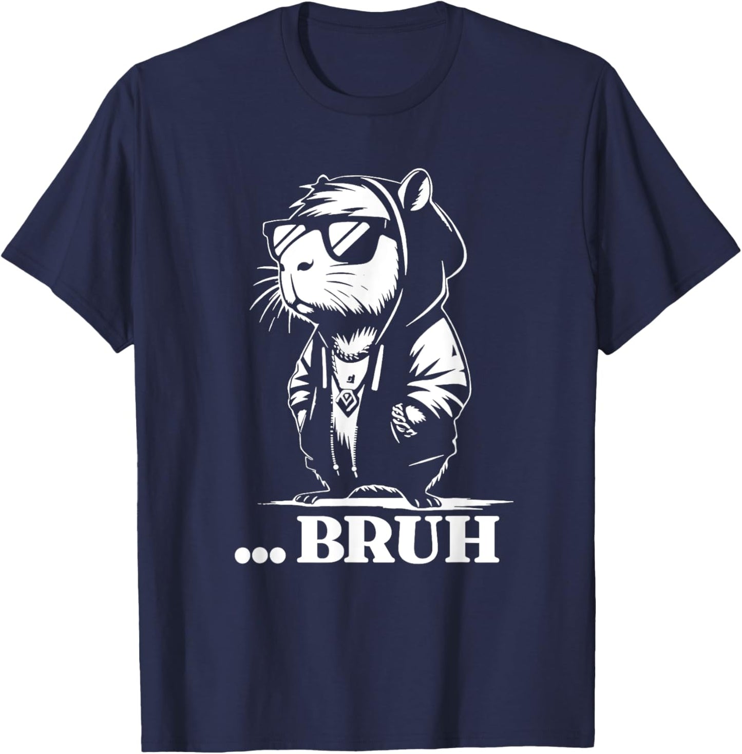 Funny Capybara Bruh Rodent in Teens Quote Kids Slang T-Shirt - T-Shirt | Navy