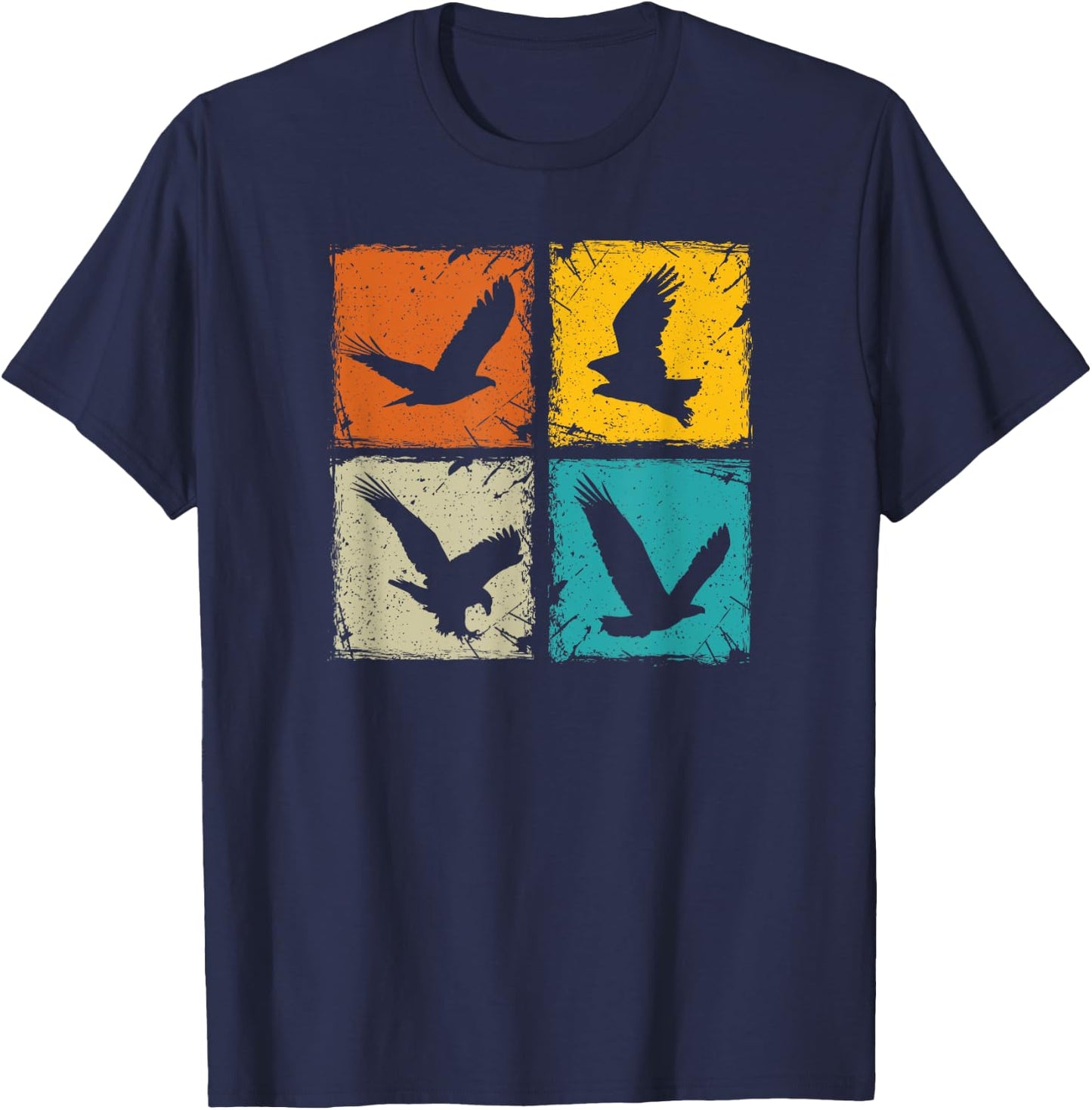 Retro squares falcons eagles falconry hawking falconer gift T-Shirt - T-Shirt | Navy