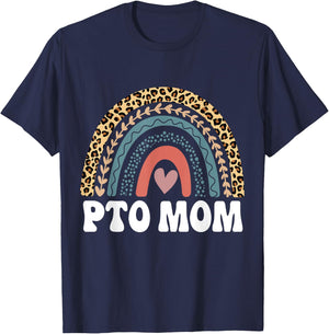 PTO Mom Rainbow Volunteer Mothers Appreciation T-Shirt - T-Shirt | Navy