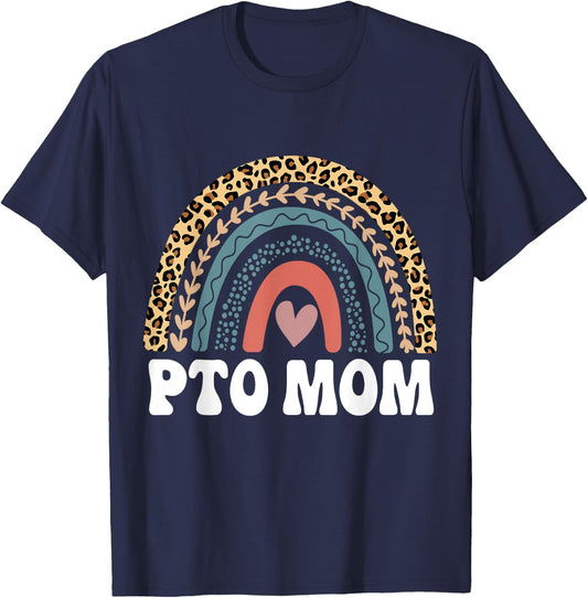 PTO Mom Rainbow Volunteer Mothers Appreciation T-Shirt - T-Shirt | Navy
