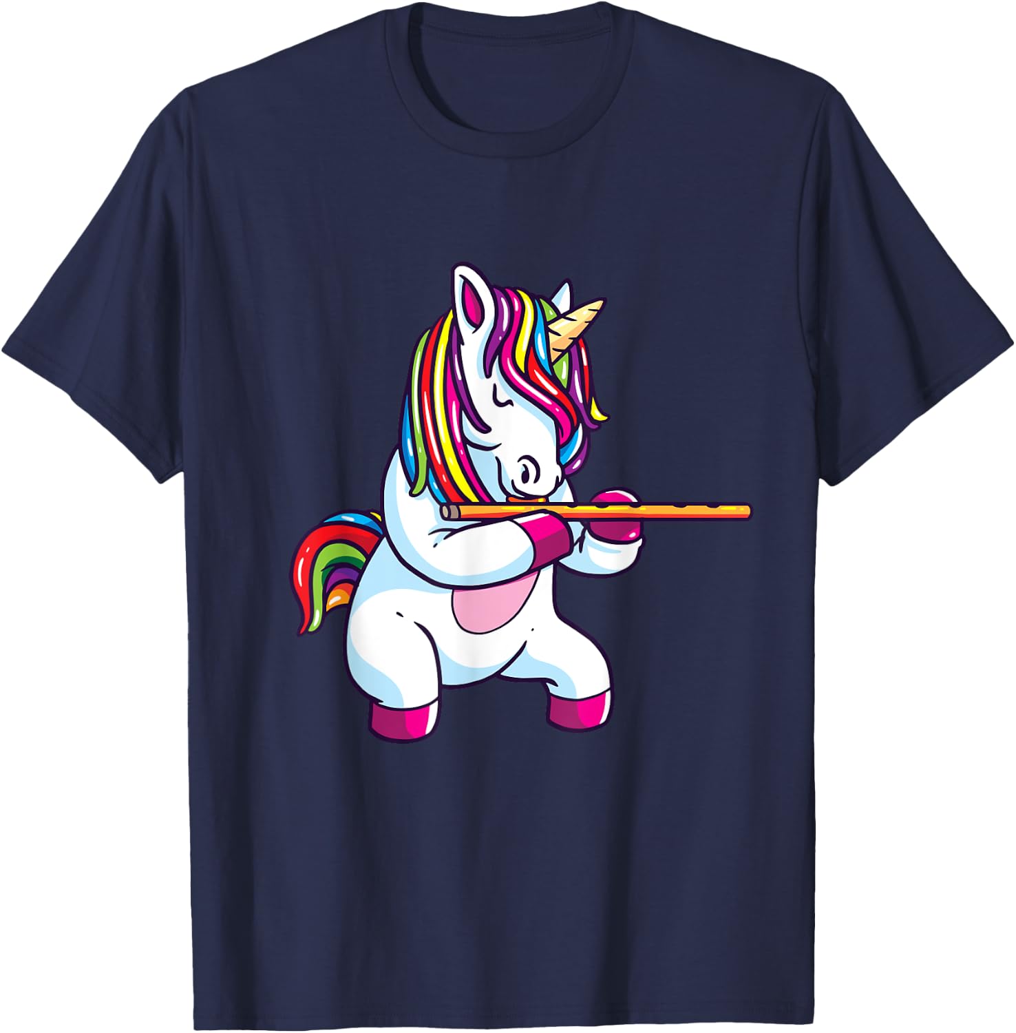 Flute Gift Shirt Marching Chapel Flute Unicorn T-Shirt - T-Shirt | Navy