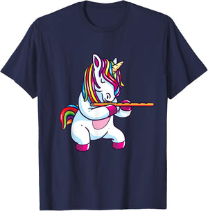 Flute Gift Shirt Marching Chapel Flute Unicorn T-Shirt - T-Shirt | Navy