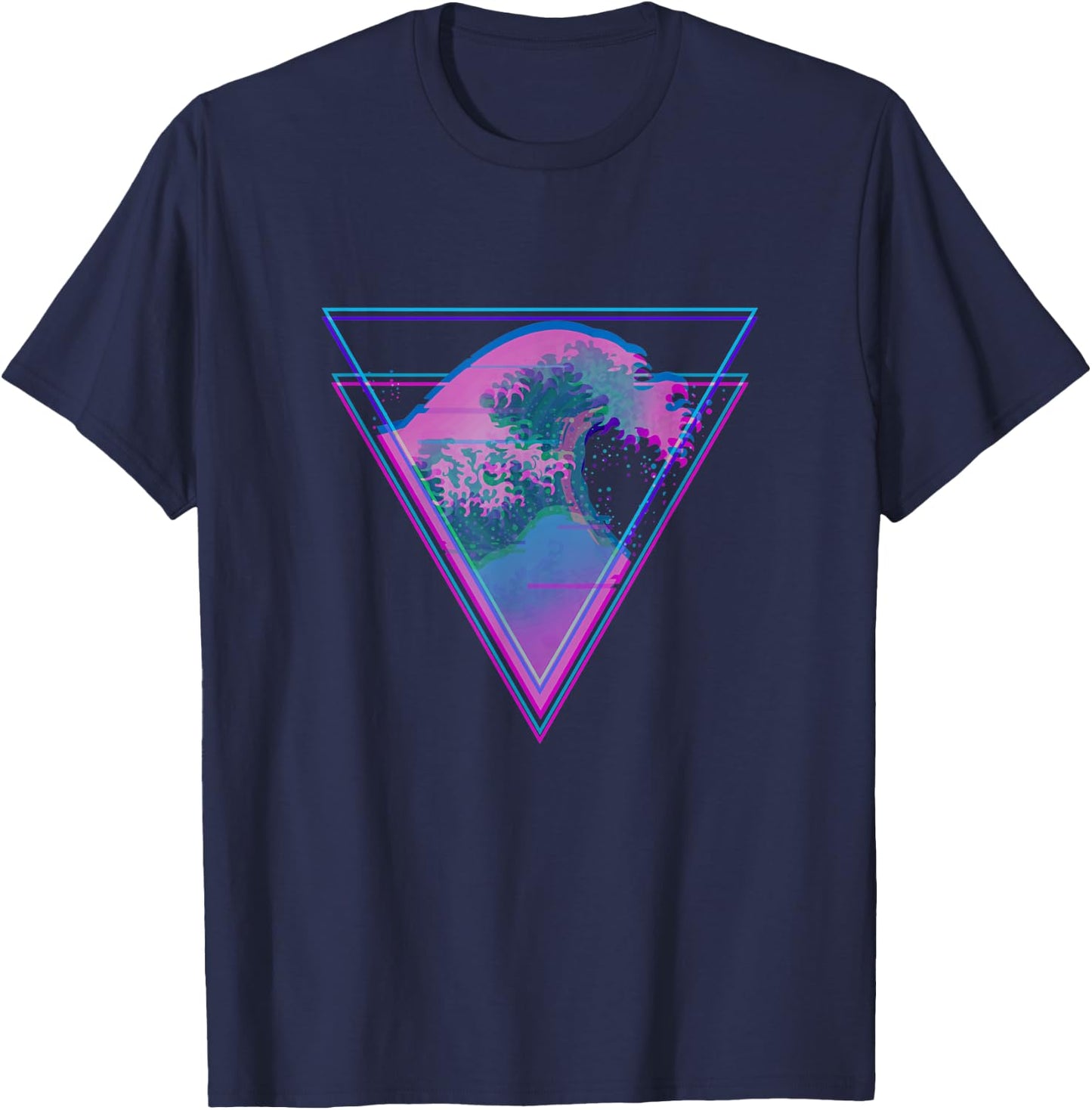 Kanagawa Great Wave Japan Aesthetic Vaporwave E-Girls Glitch T-Shirt - T-Shirt | Navy