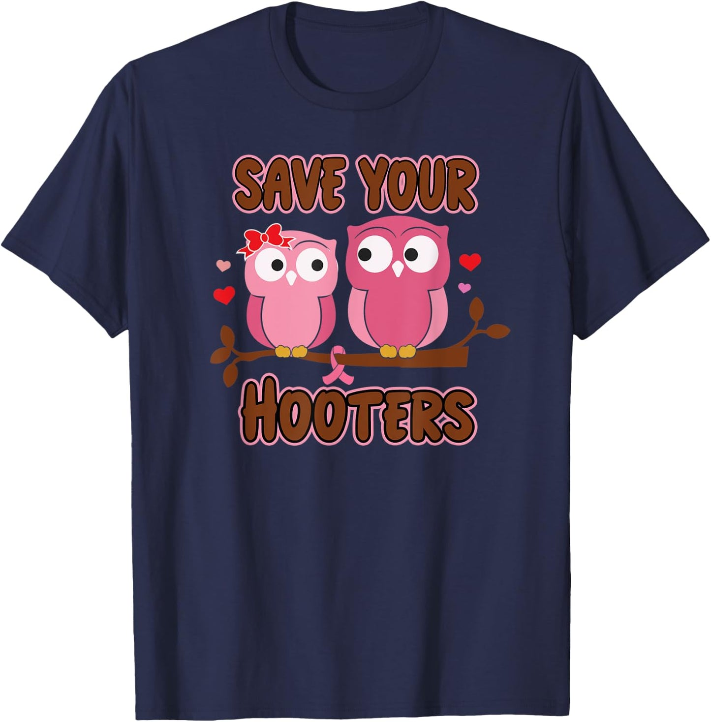 Breast Cancer Save Hooters Fight Breast Cancer T-Shirt - T-Shirt | Navy