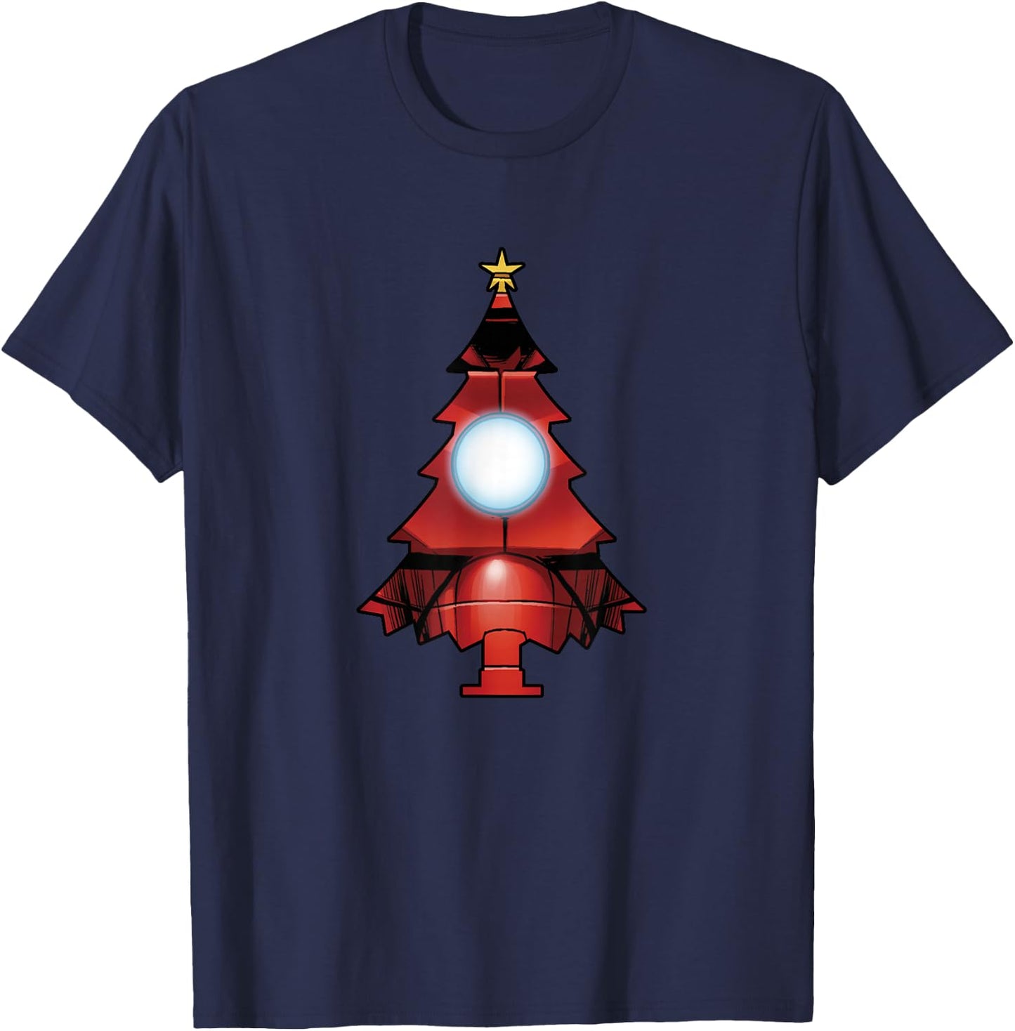 Marvel Christmas Iron Man Tree T-Shirt - T-Shirt | Navy