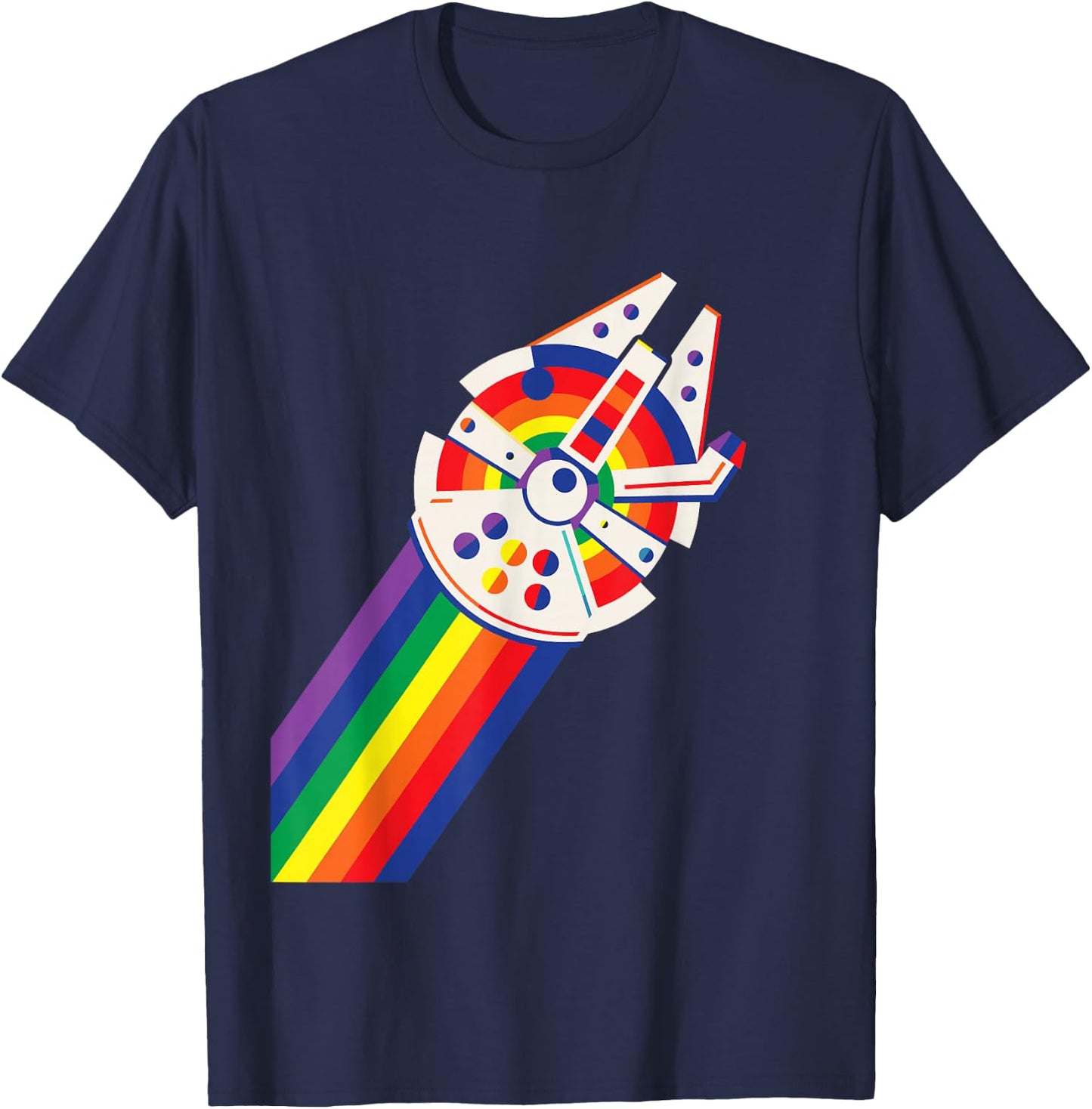 Star Wars Rainbow Millennium Falcon T-Shirt - T-Shirt | Navy