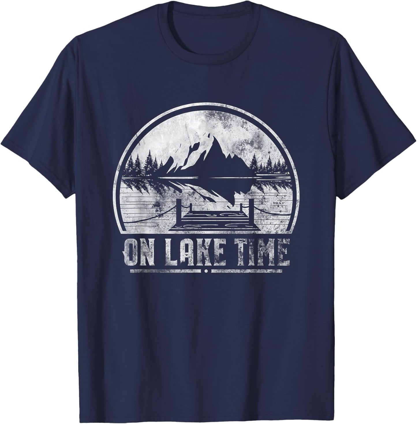On Lake Time Summer Boating And Fishing T-Shirt - T-Shirt | Navy