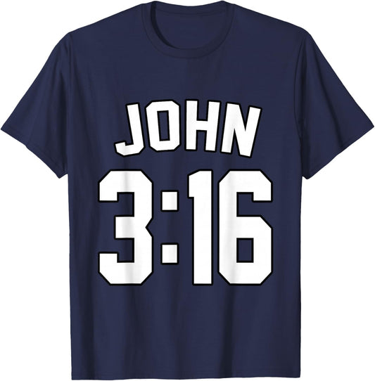 John 3:16 Sports Jersey Christian Faith Motivation Apparel T-Shirt - T-Shirt | Navy