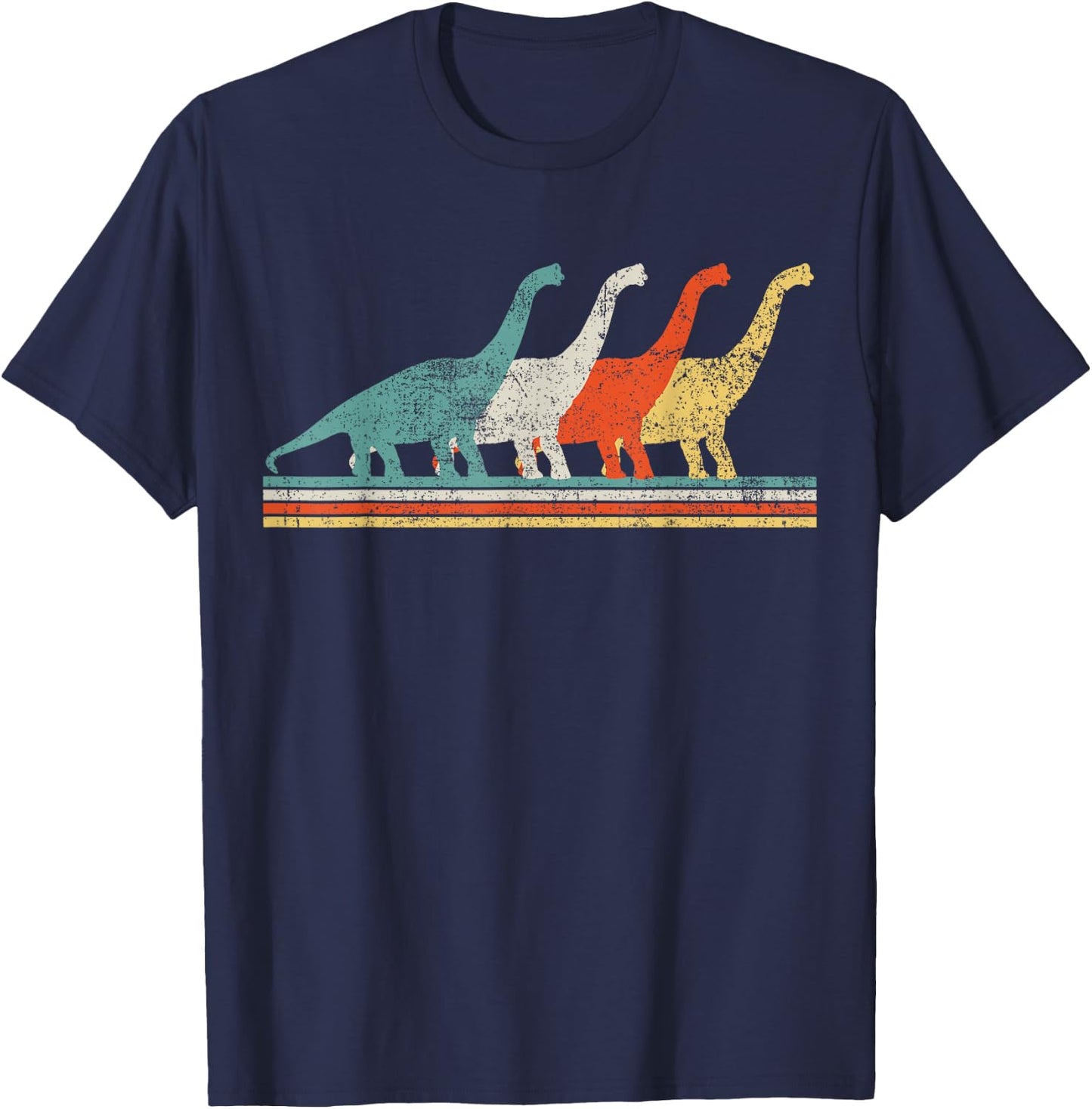 Brachiosaurus Dinosaur Retro Gift T-Shirt - T-Shirt | Navy