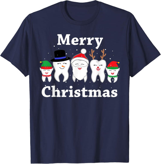 Funny Dental Ugly Christmas Sweaters T-Shirt - T-Shirt | Navy