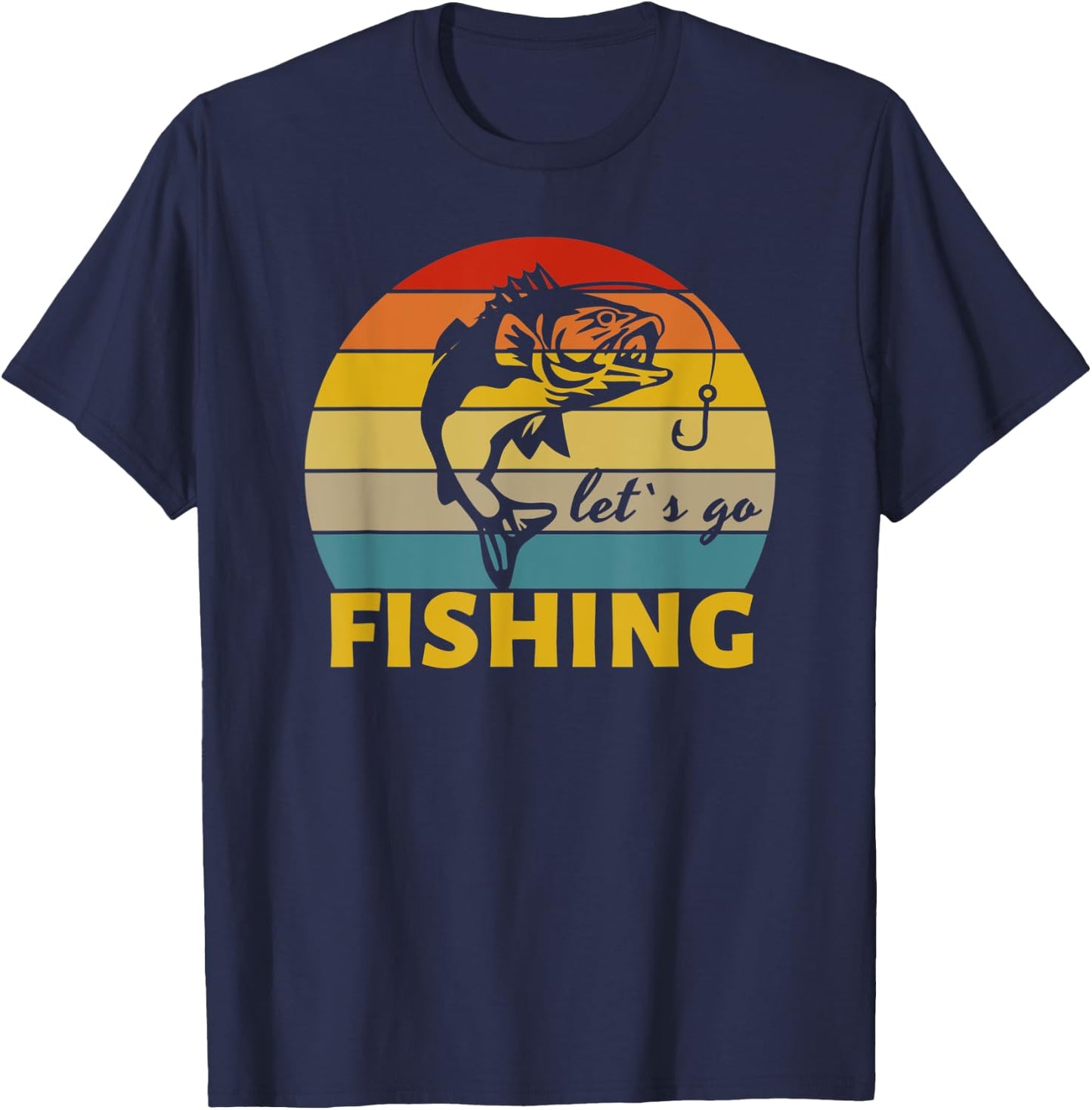 Fishing Distressed Shirt Let`s Go Fishing - Fishing T-Shirt - T-Shirt | Navy