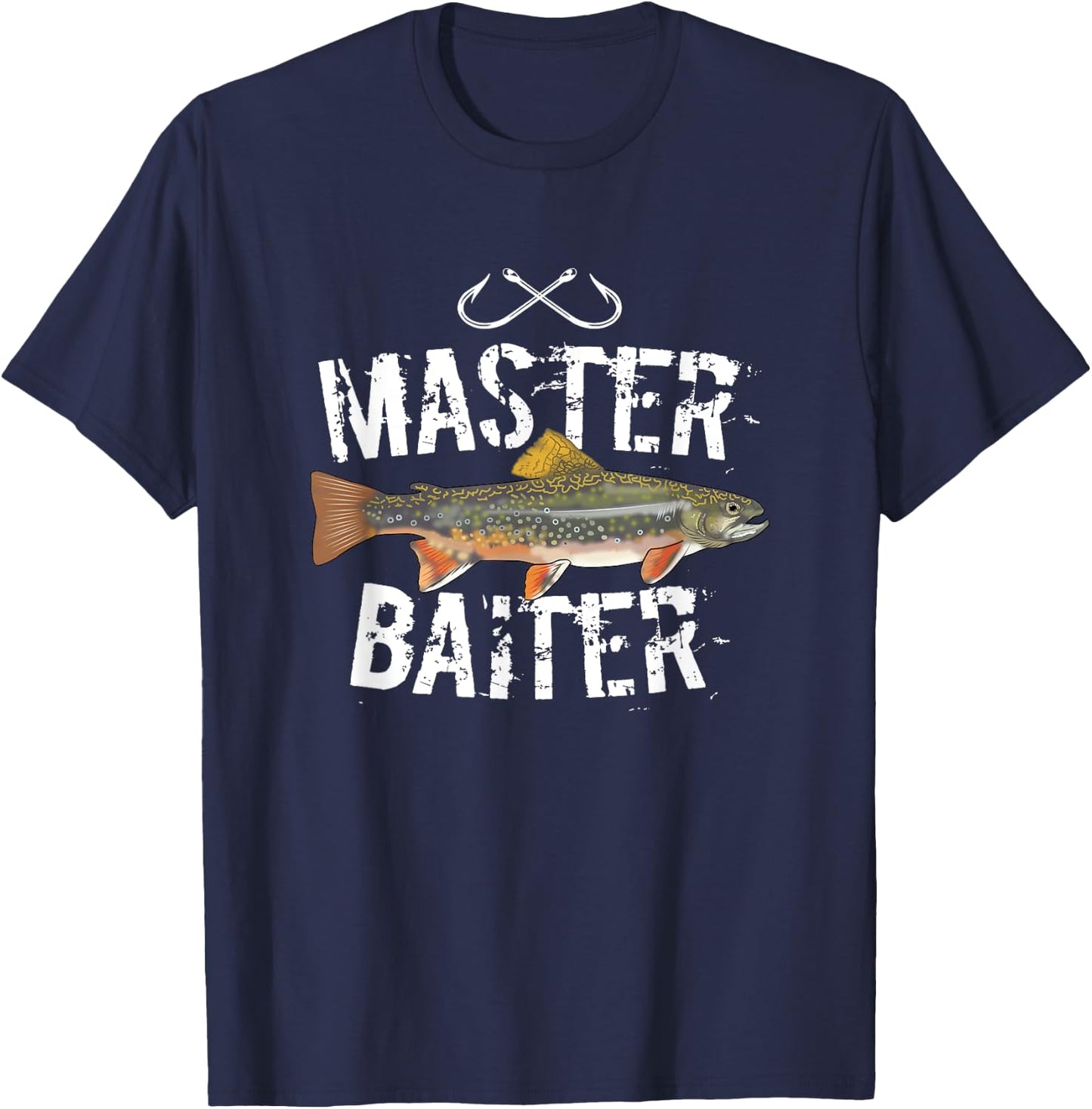 Master Baiter Brook Trout Funny Fishing Gifts Men Women T-Shirt - T-Shirt | Navy