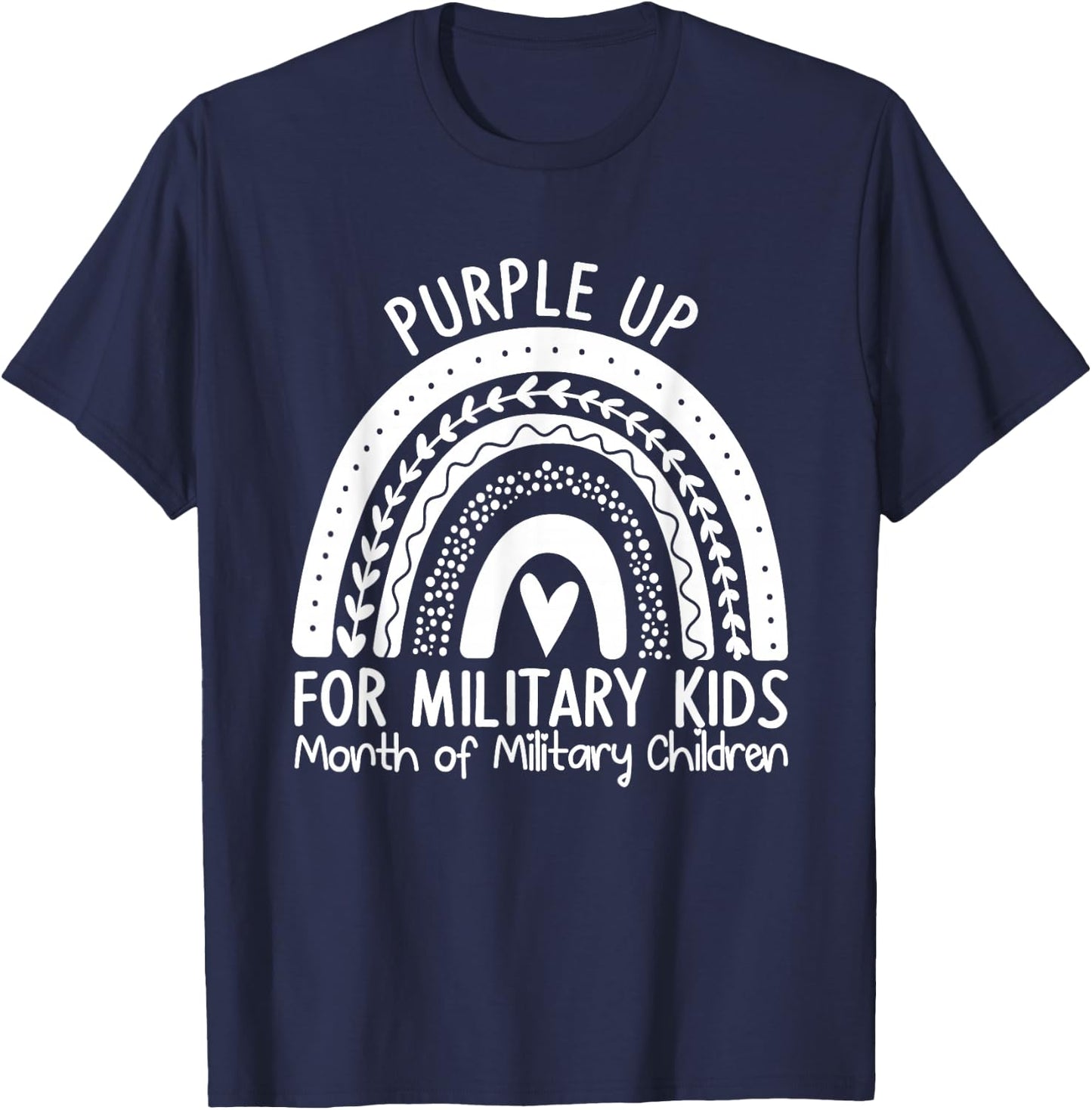 Purple Up for Military Kids Month Military Child Rainbow T-Shirt - T-Shirt | Navy