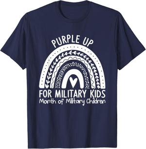 Purple Up for Military Kids Month Military Child Rainbow T-Shirt - T-Shirt | Navy