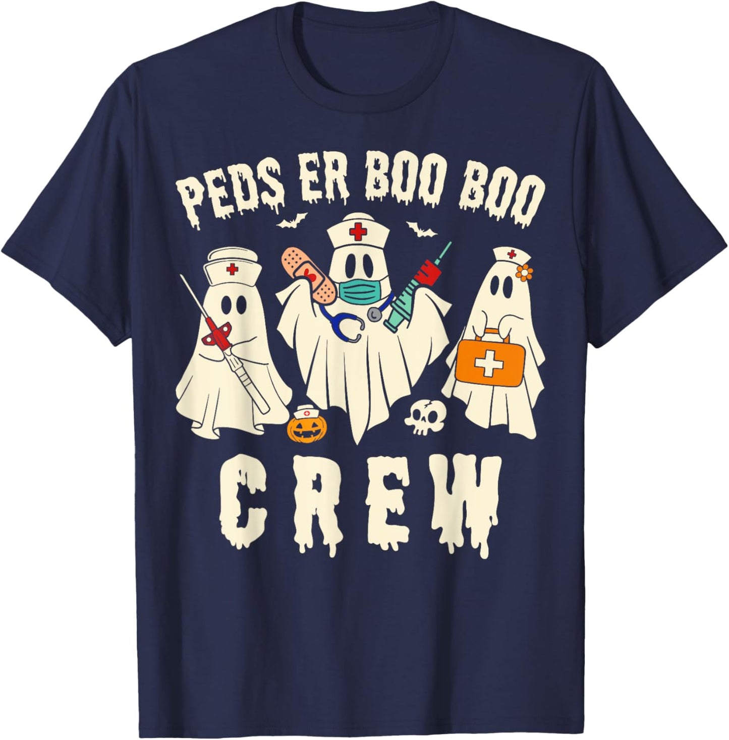 PEDS Emergency Department Halloween RN ER Pediatric ED Nurse T-Shirt - T-Shirt | Navy