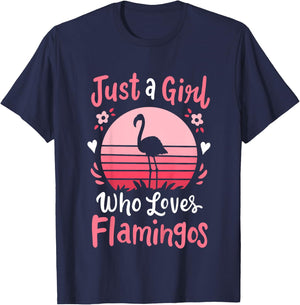 Flamingo Just a Girl Who Loves Flamingos T-Shirt - T-Shirt | Navy
