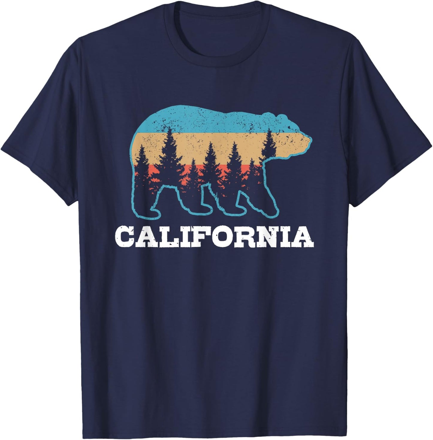 Vintage California Retro Bear Grizzly Nature Souvenir T-Shirt - T-Shirt | Navy