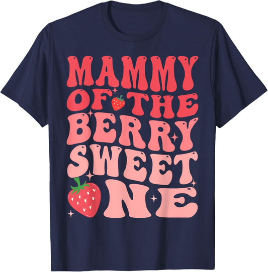 Mammy Of The Berry Sweet One 1st Birthday Strawberry T-Shirt - T-Shirt | Navy