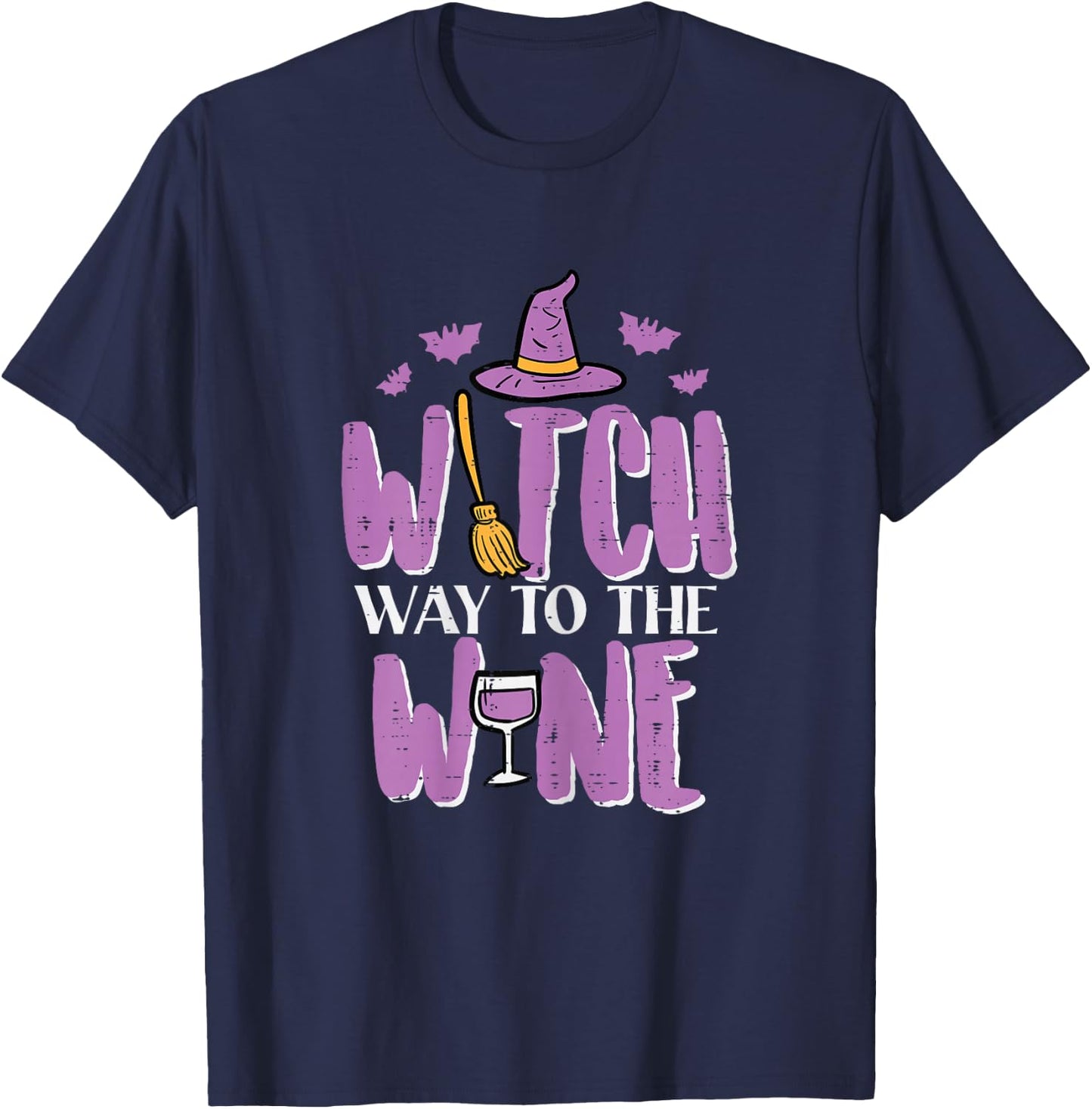 Halloween Witch Way To Funny Pun Costume Party Mom Women T-Shirt - T-Shirt | Navy
