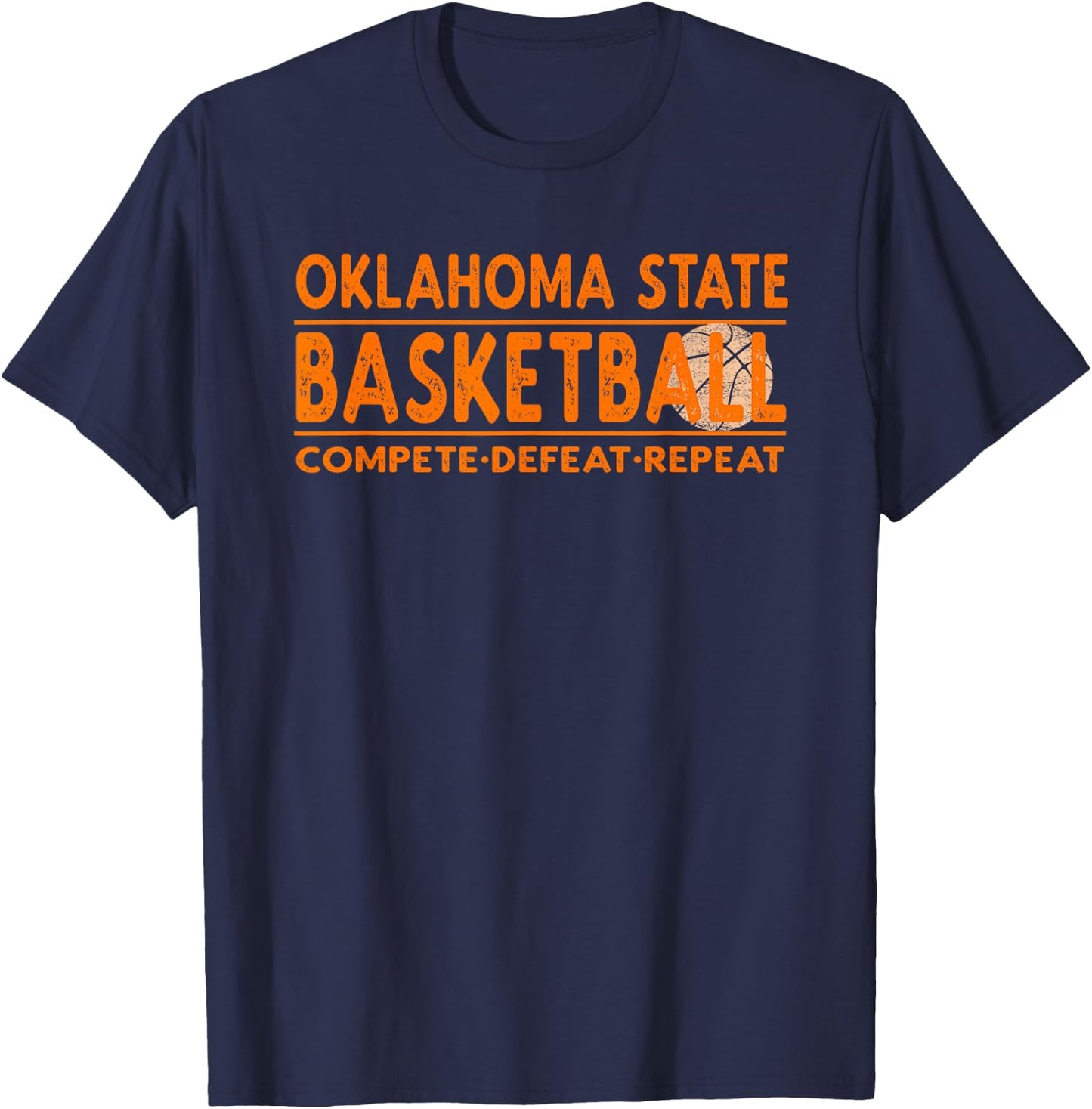 Oklahoma State Basketball - Compete Defeat Repeat T-Shirt - T-Shirt | Navy