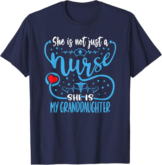 My Granddaughter Is A Nurse Proud Nurse's Grandparent RN LPN T-Shirt - T-Shirt | Navy