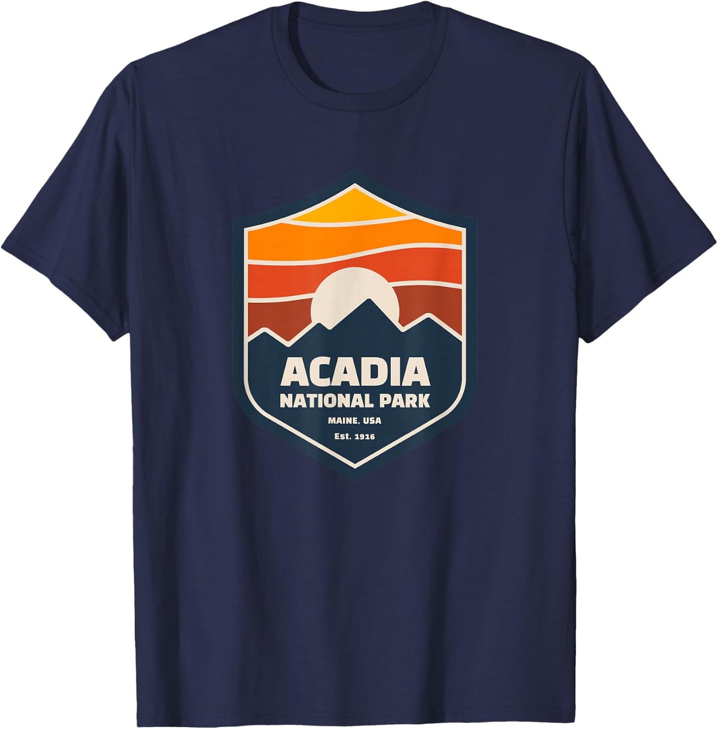 Family Vacation Gift - Retro Acadia National Park T-Shirt - T-Shirt | Navy
