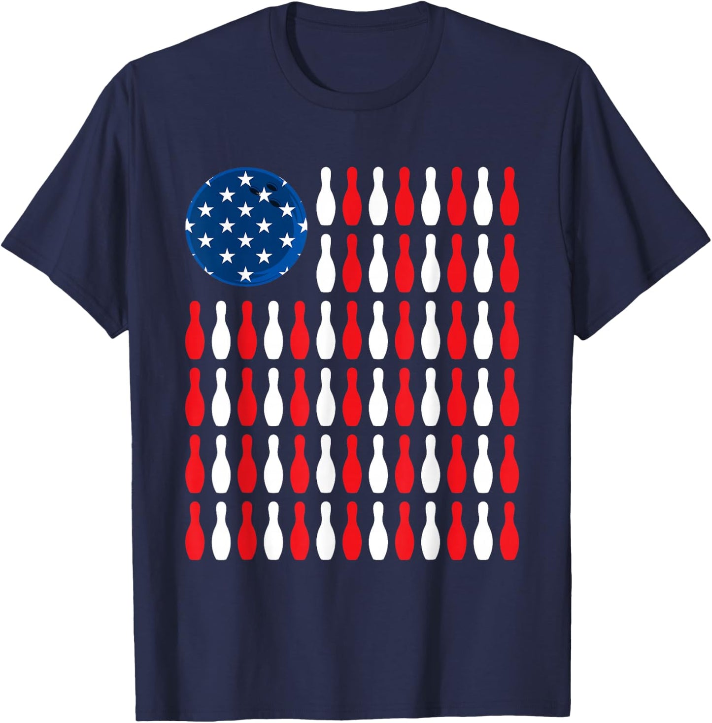 American Flag - Patriotic Bowler & Bowling Small T-Shirt - T-Shirt | Navy