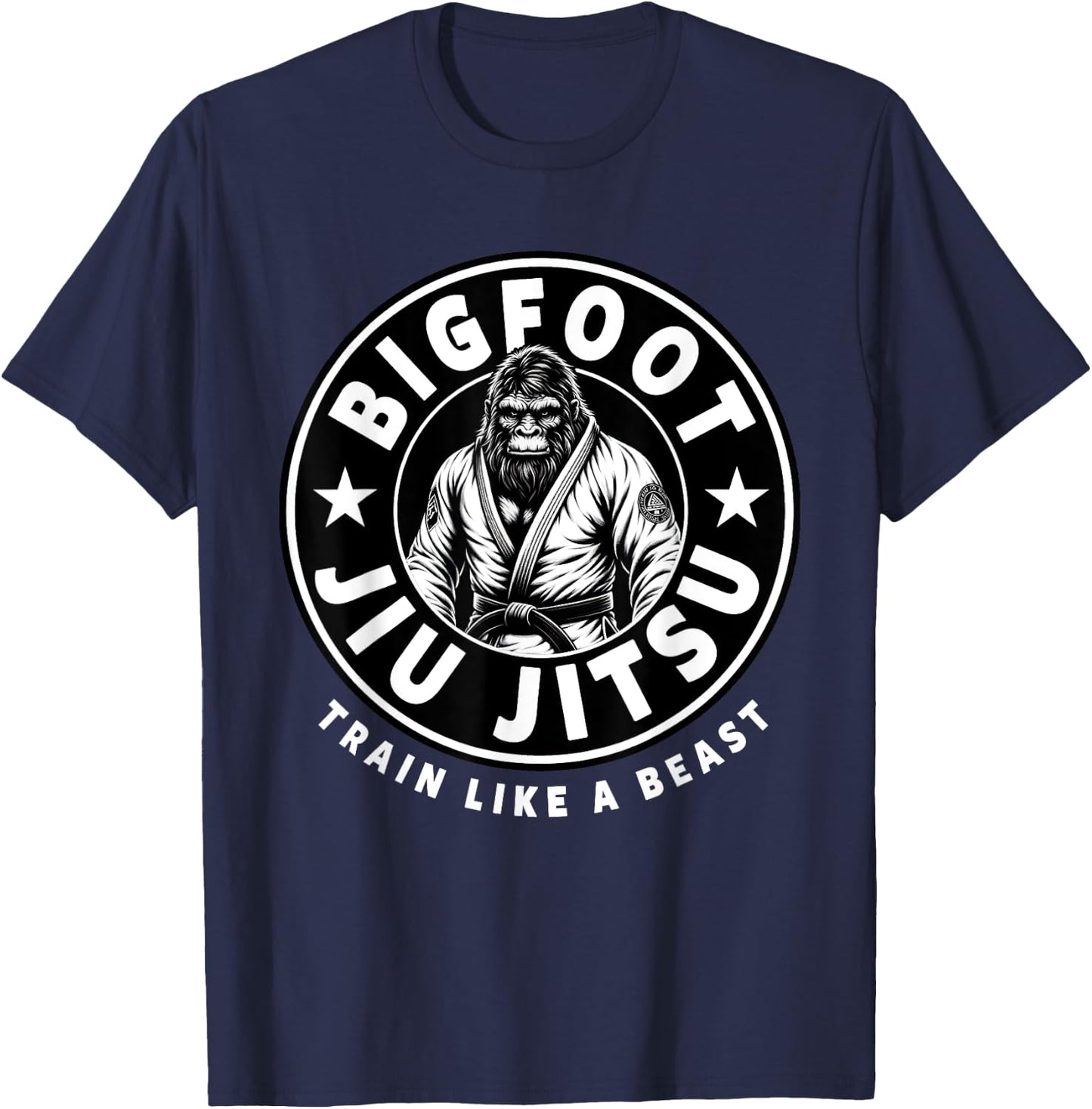 Bigfoot Jiu Jitsu Train Like A Beast Funny Jiu Jitsu T-Shirt - T-Shirt | Navy