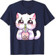 Boba Cat Boba Tea Bubble Tea Kawaii Cat Men Women Girls Kids T-Shirt - T-Shirt | Navy