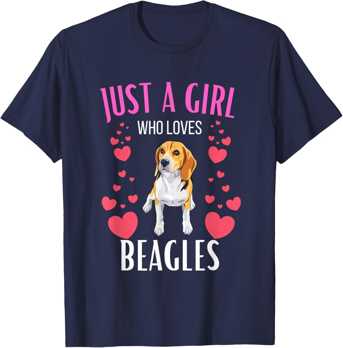 Just A Girl Who Loves Beagles Funny Cute Beagle Lover T-Shirt - T-Shirt | Navy