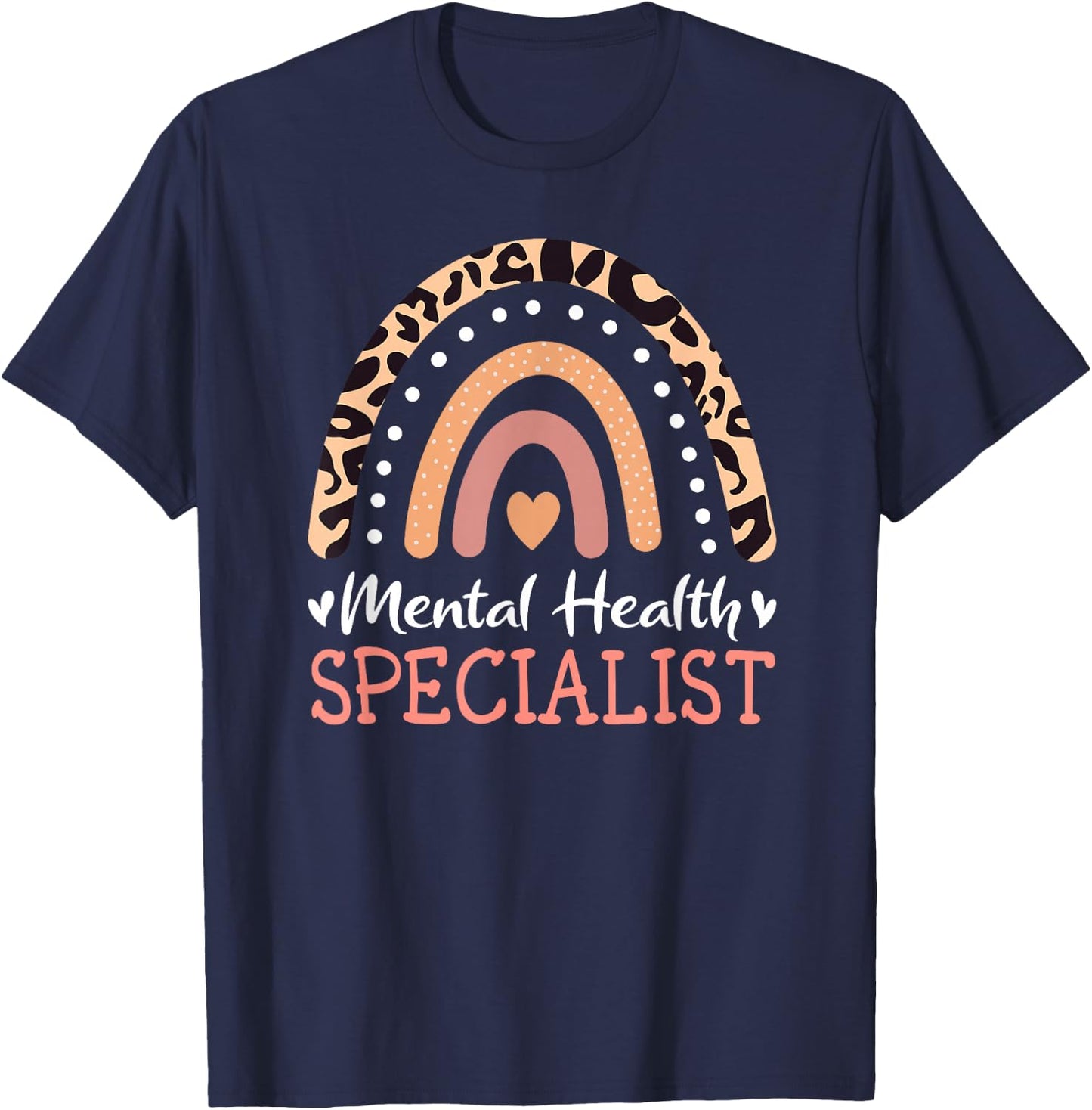 Mental Health Specialist Leopard Rainbow T-Shirt - T-Shirt | Navy