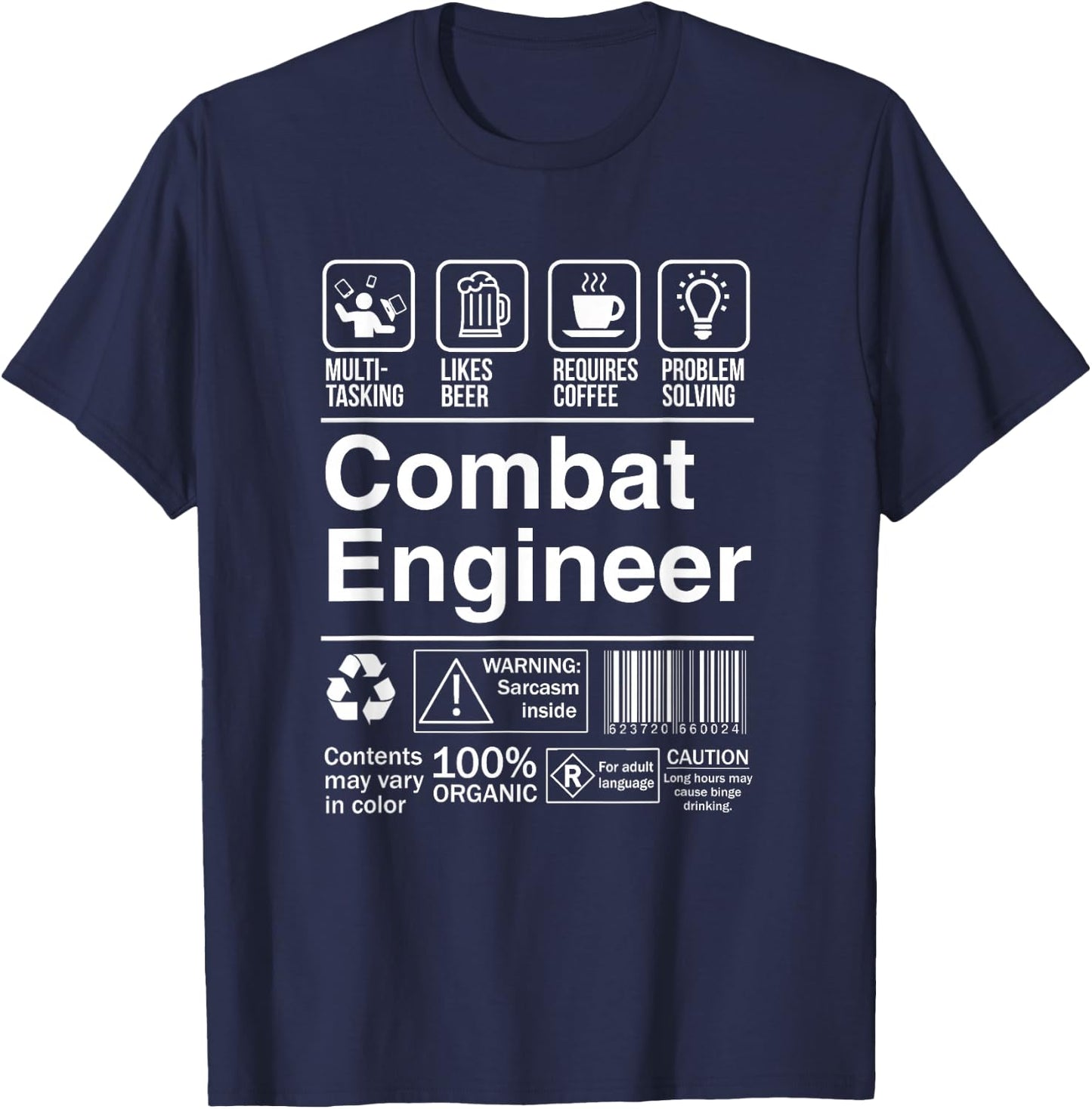 Combat Engineer Product Label Funny Gift T-Shirt - T-Shirt | Navy