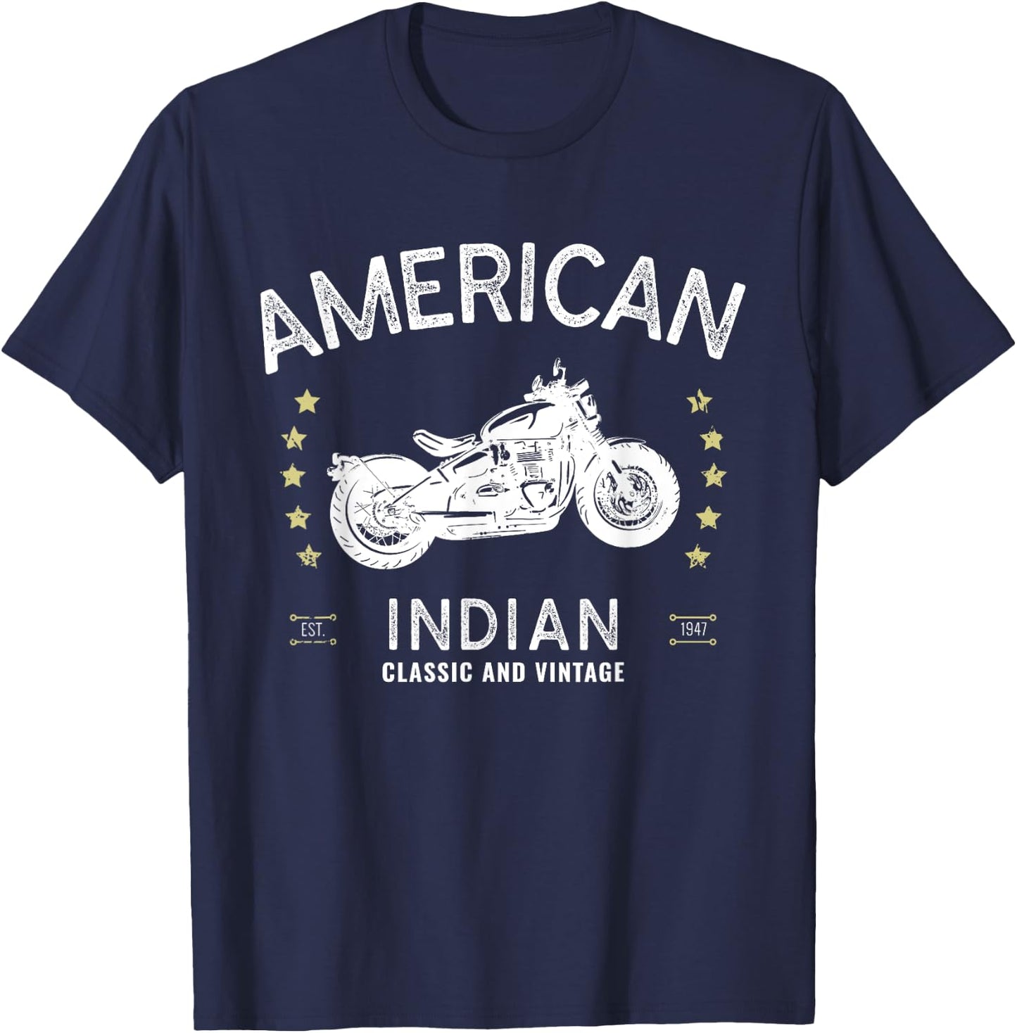 Retro Vintage American Motorcycle Indian Biker Club T-Shirt - T-Shirt | Navy
