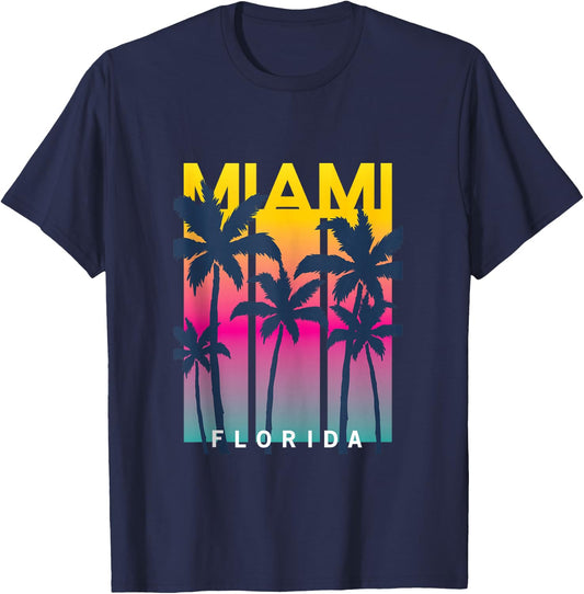 Cool Miami Florida Graphic Design , I Love Miami, Miami T-Shirt - T-Shirt | Navy